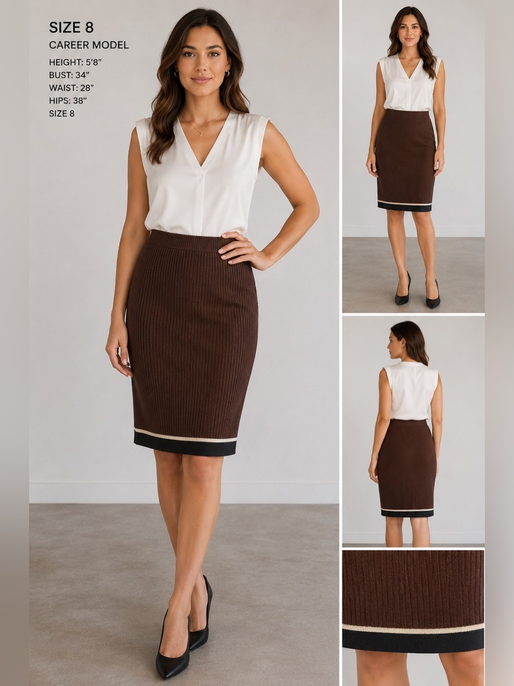 St.John by Marie Gray Sweater Pencil Knee Length Skirt 8